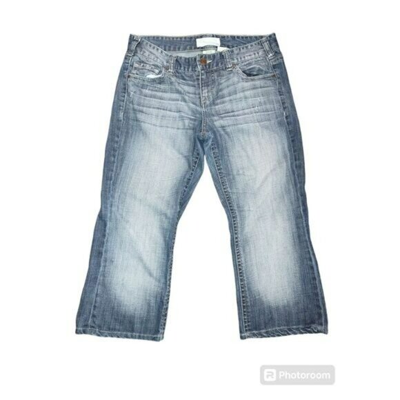 American Eagle Womens Bootcut Jeans Distressed‎ Blue Mid Rise Stretch Casual 8 - Picture 1 of 5